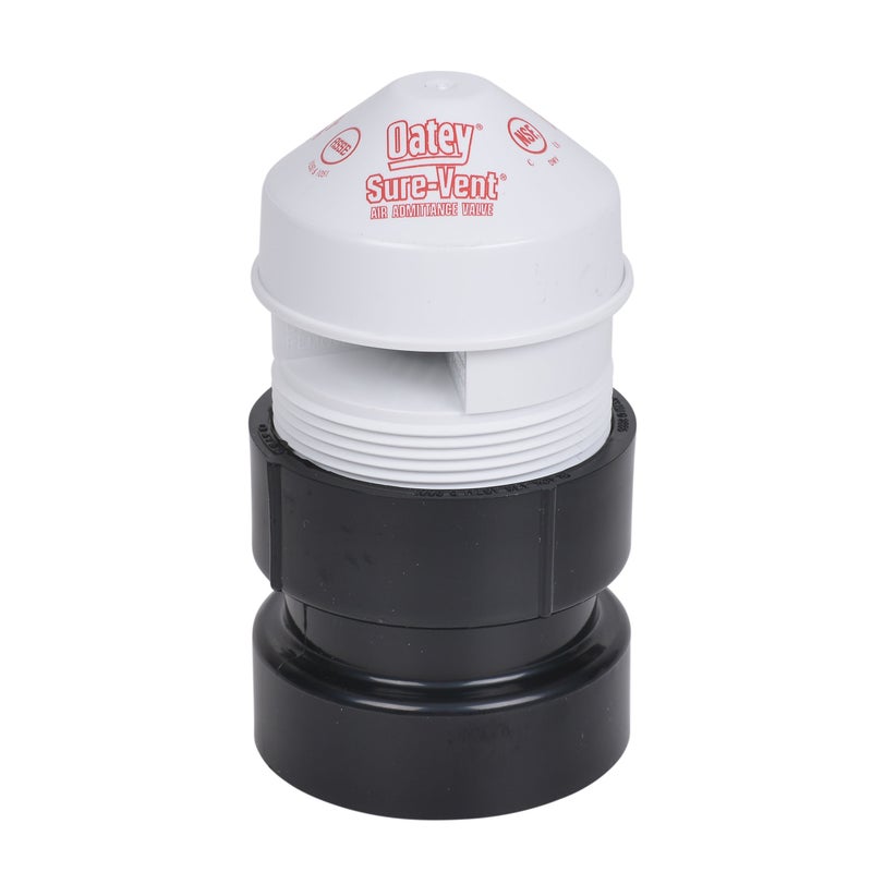 Oatey 39019 Sure-Vent 1.5 in. â€“ 2 in. 160 Branch, 24 Stack DFU Capacity Air Admittance Valve with Straight ABS Schedule 40 Adapter - Image 1
